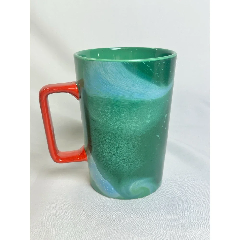 Starbucks 2024 Holiday Green Red Blue Marbled Coffee Cup Mug 13 Oz Logo
